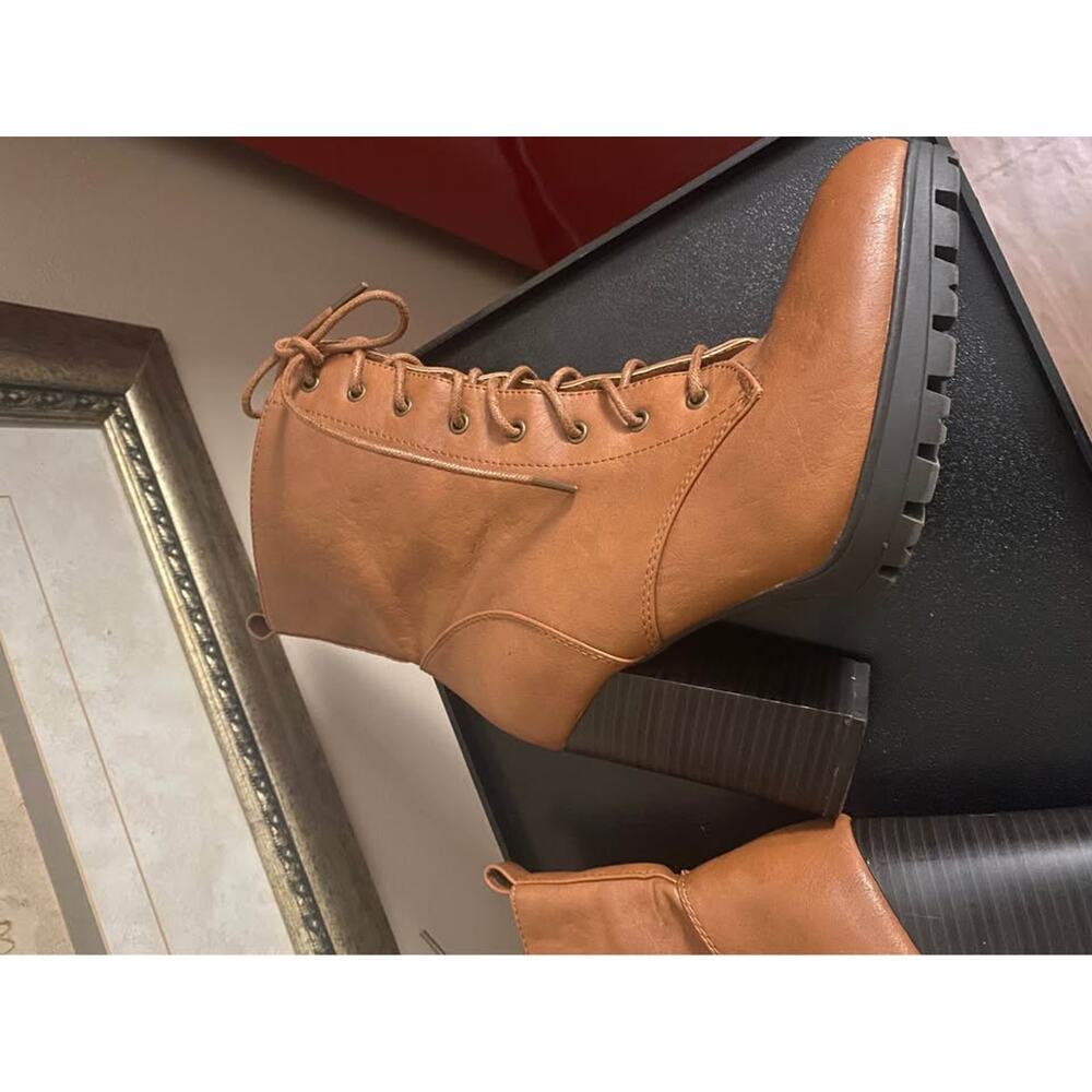 Charloh Russ Women’s Brown Lace-Up Heeled Ankle Boots – Size 9 - Picture 7 of 8